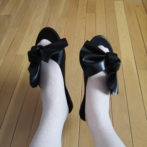 Cedric Charlier bow tie leather slides